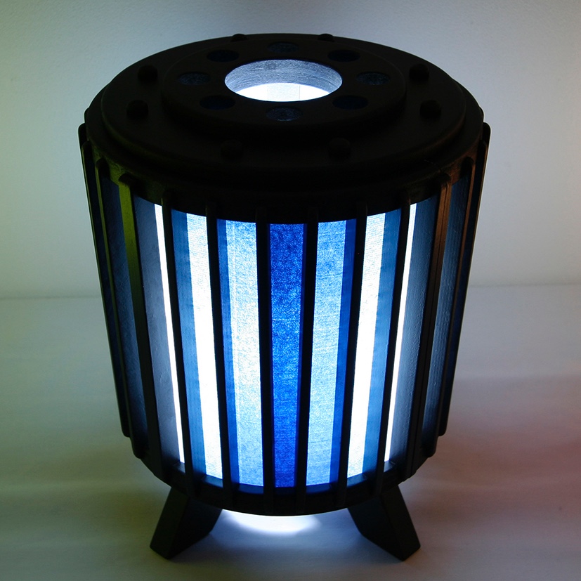 円柱多彩色格子行灯（茶巾青）