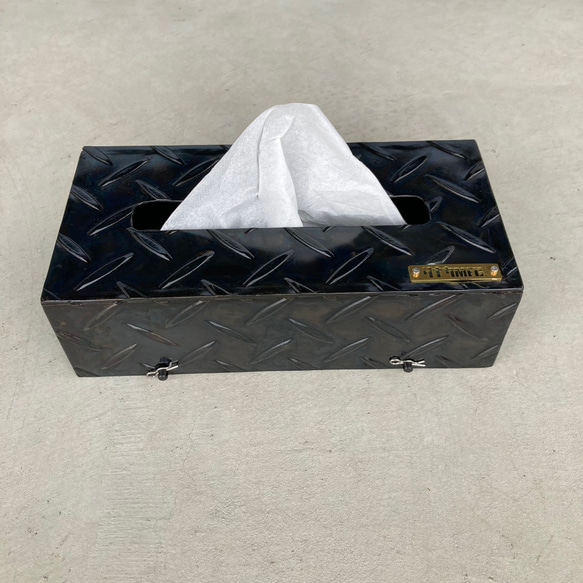 縞板ティッシュボックス ティッシュBOX 縞板 縞鋼板 インダストリアル 工業系 男前雑貨 無骨