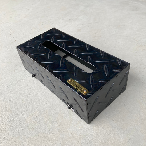 【半額】 縞板 ティッシュBOX 縞鋼板 男前雑貨 工業系 インダストリアル ティッシュボックス