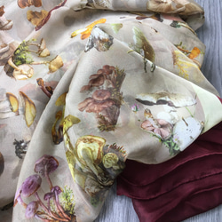 獨家設計 ~ Mushroom Pure Silk Scarf ~ 100%全絲可愛蘑菇圍巾 第4張的照片