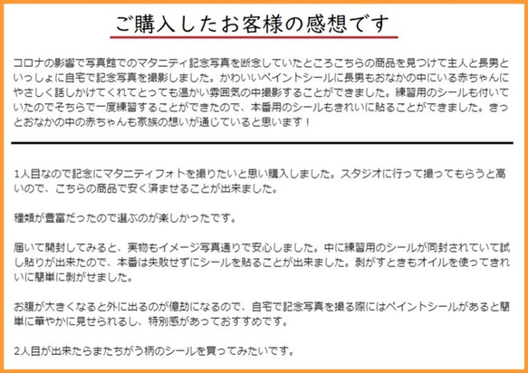 マタニティフォトシール ベリーペイント ボディペイント タトゥーシール 練習用シール付 送料無料 A 4枚目の画像