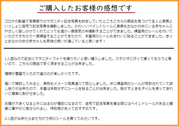 マタニティフォトシール ベリーペイント ボディペイント タトゥーシール 練習用シール付 送料無料 E 4枚目の画像