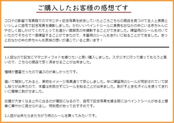 マタニティフォトシール ベリーペイント ボディペイント タトゥーシール 練習用シール付 送料無料 J 6枚目の画像