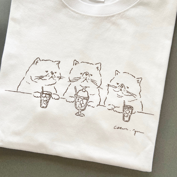 再販開始「憧れのクリームソーダ」手描きデザイン半袖Tシャツ　カラー/ホワイト（5.6oz）Mサイズ 2枚目の画像