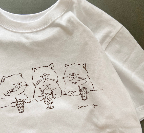 再販開始「憧れのクリームソーダ」手描きデザイン半袖Tシャツ　カラー/ホワイト（5.6oz）Mサイズ 6枚目の画像