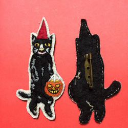 halloween 黒猫ちゃん ブローチ 2枚目の画像