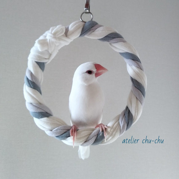 マシュロール《Blue moon》Mサイズ 手作り 文鳥 布ブランコ マシュロール《Blue moon》Mサイズ 手作り 文鳥 布ブランコ