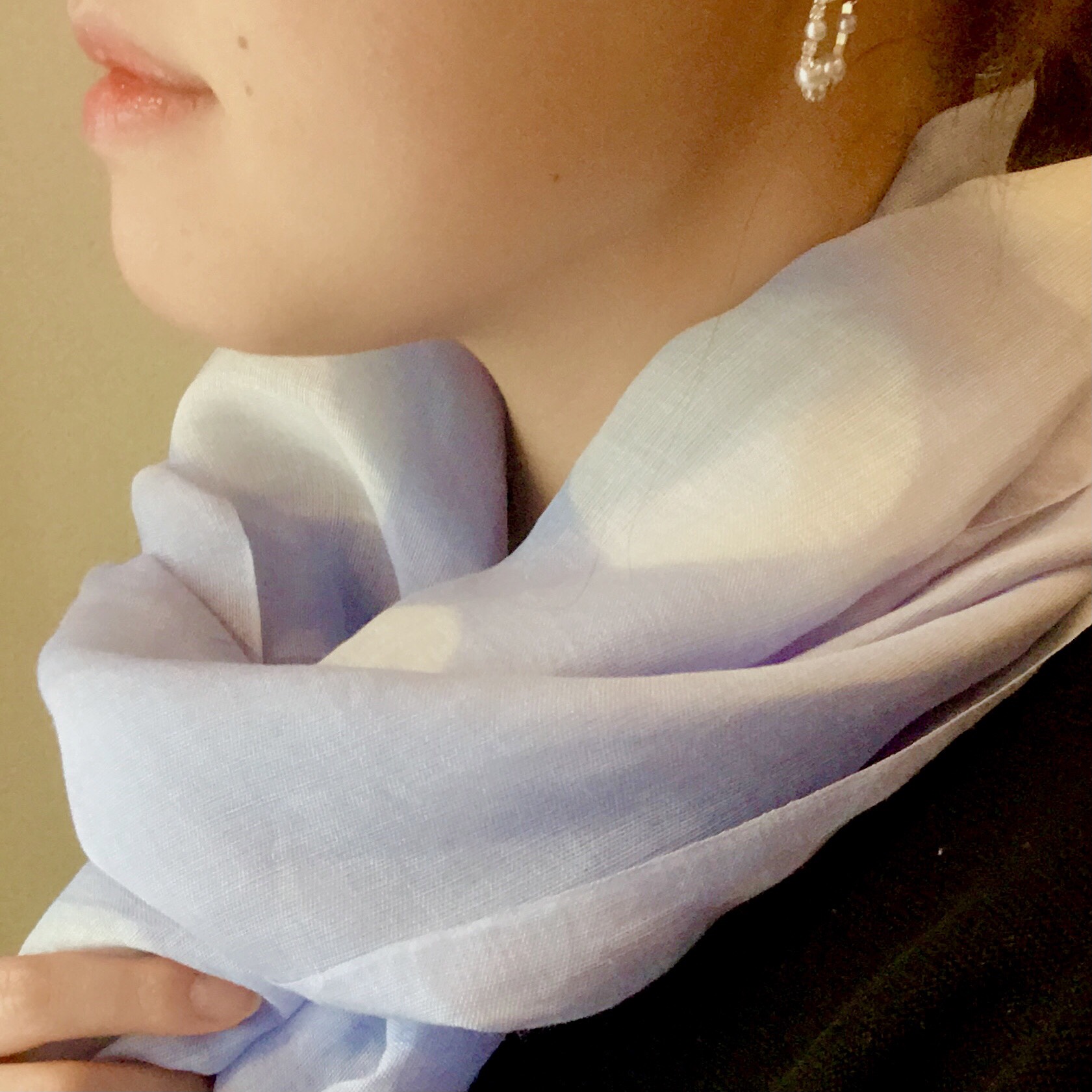 大人な水色スカーフ(麻)