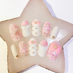 ネイルチップ 量産型 地雷 ネイル ピンク チェック うさぎ ゆめ