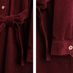 【新作♪】秋冬 厚いコーデュロイドレス/ウエスト付き長袖ミディスカート 5枚目の画像