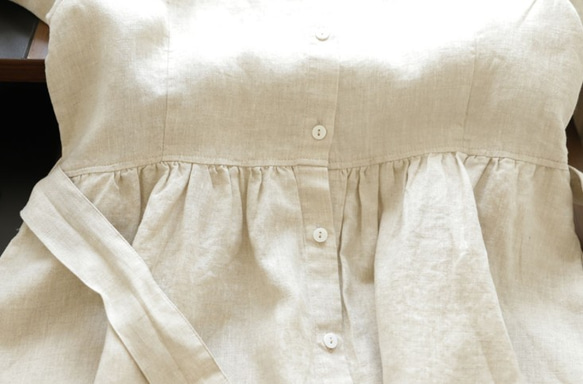 【新作♪】秋冬リネンドレス/ラペルシャツドレス/綿とリネン 7枚目の画像