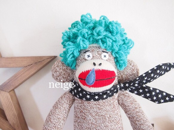 ソックモンキー☆ソックスモンキー☆グリーン＆レッド Sock Monkey】ぬいぐるみキット ソックモンキー Mサイズ 《 靴下