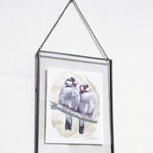 送料無料】水彩画『文鳥』【額付き】 絵画 A. Kakkonda Artworks 通販