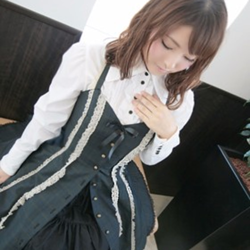 七里　前開きワンピース　グリーンチェック　L（120-130） 103041r01.jpg