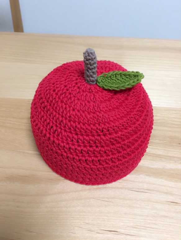 【Lsize】コットン100% りんご帽子 2枚目の画像