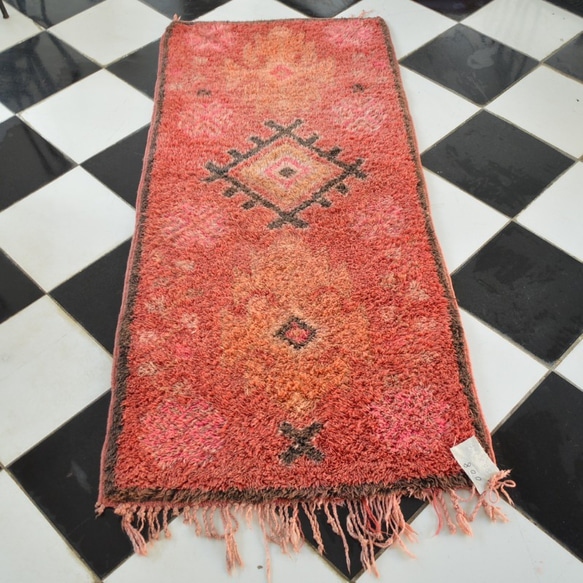 モロッコ製絨毯 ブジャドラグ ヴィンテージ 海外インテリア 83×186cm/BJ008 8枚目の画像