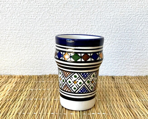カップSサイズ カラフル フェズブルー陶器 モロッコ ミントティー