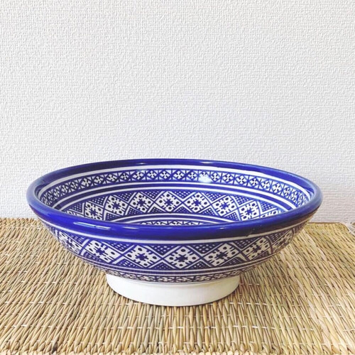 モロッコフェズ手描き陶器皿 大皿