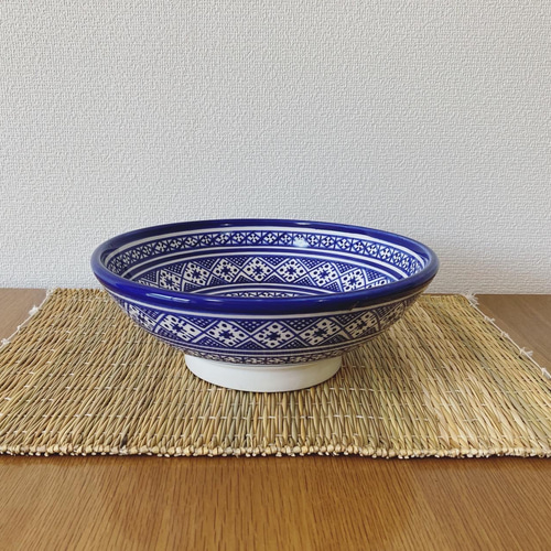 サラダボウル フェズブルー陶器 モロッコ皿 深皿 やきもの パスタ皿 大