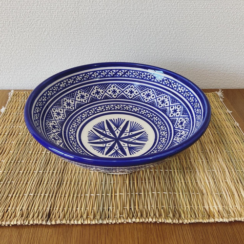 モロッコフェズ手描き陶器皿 大皿