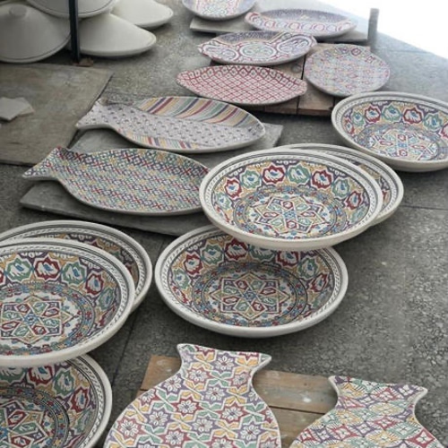 モロッコフェズ手描き陶器皿 大皿