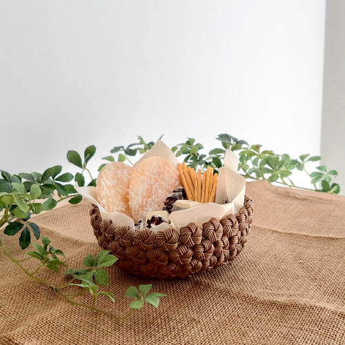 花結び＊コンビネーション＊バスケット 収納かご ベージュ