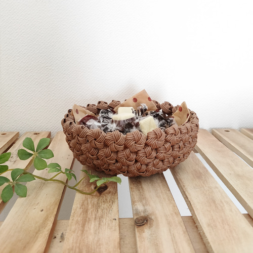 花結び＊コンビネーション＊バスケット 収納かご ベージュ