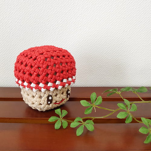 受注制作】ほっこり❀きのこ小物入れ［チェリー・帽子深め］エコ