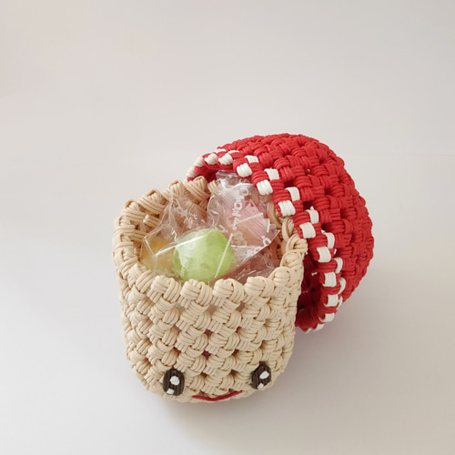 受注制作】ほっこり❀きのこ小物入れ［チェリー・帽子深め］エコ