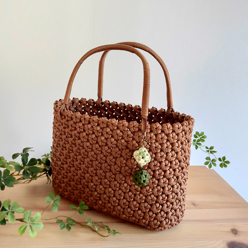 受注制作】しかく2連ストラップ［モスグリーン］エコ クラフトバンド