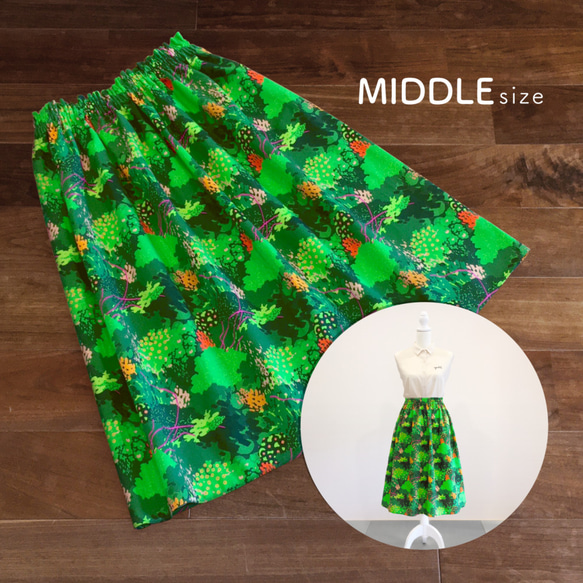 skirt(MIDDLE)：コットンリネン／Evening salad 1枚目の画像