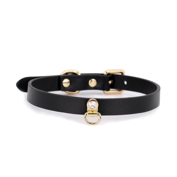 シックなシンプルデザイン本革製チョーカー(CHOKER)  ブラック/レッド/ピンク/レッドxブラック 1枚目の画像