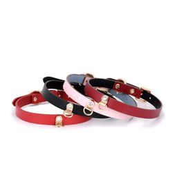 シックなシンプルデザイン本革製チョーカー(CHOKER)  ブラック/レッド/ピンク/レッドxブラック 2枚目の画像