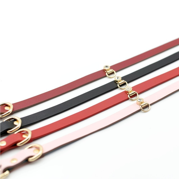 別緻的簡單設計本皮革項圈 (CHOKER) 黑色/紅色/粉紅色/酒紅色 第3張的照片