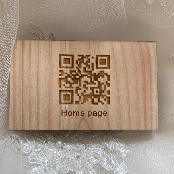 QR コード　ボード　名刺　サイズ　ヒノキ　ひのき　檜　国産　木製　彫刻　レーザー加工　URL アドレス　 6枚目の画像