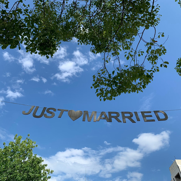 JUST♡MARRIED ガーランド　　　　【ダメージ風ホワイト】結婚式　前撮り 2枚目の画像