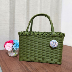＊ゆず様オーダー品＊クラフトかごバッグ＆ペンダント ハンドメイド クラフトバンド かごバッグ 花結 インディゴ ニス
