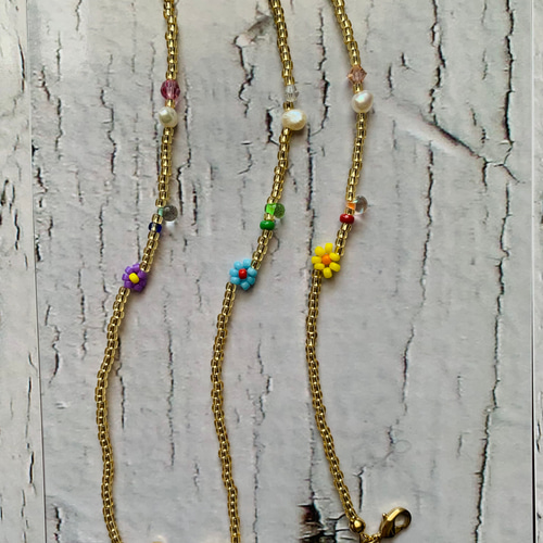 ビーズブレスレット*light blue×gold* ブレスレット maamade ビーズブレスレット*light blue×gold* ブレスレット maamade