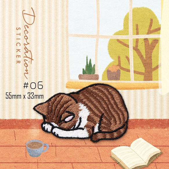 (3つ選ぶ）お昼ねこ  刺繡ワッペン　猫　アイロンワッペン　CAT-003 7枚目の画像