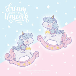 2枚セット/かわいいユニコーン /刺繍ワッペン/アイロン・シール両用
