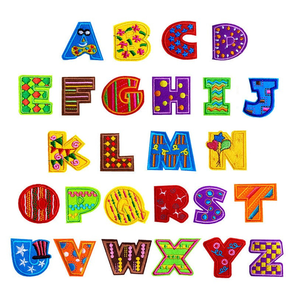 ※”A”と”O”の在庫なし（4つ選ぶ）カラフルアルファベットワッペン　刺繍ワッペン　アイロンワッペン　ALP-003 1枚目の画像