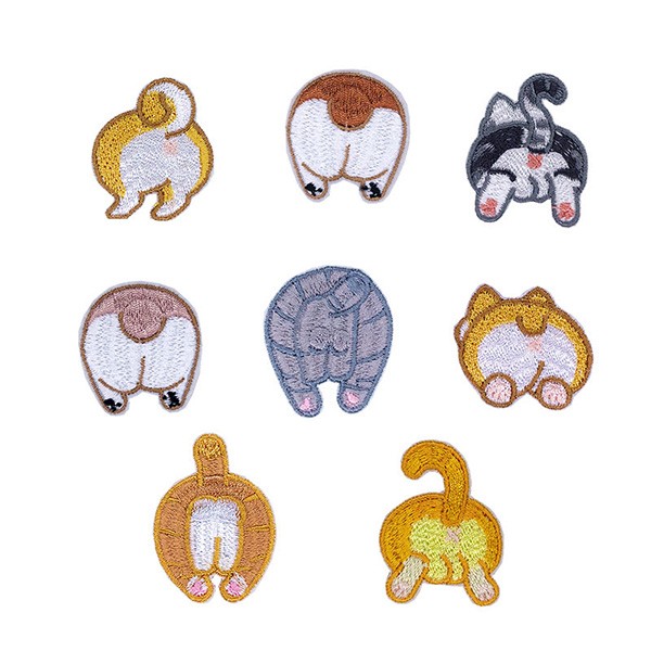 ☆8つセット☆ アニマルヒップワッペンセット 刺繍ワッペン