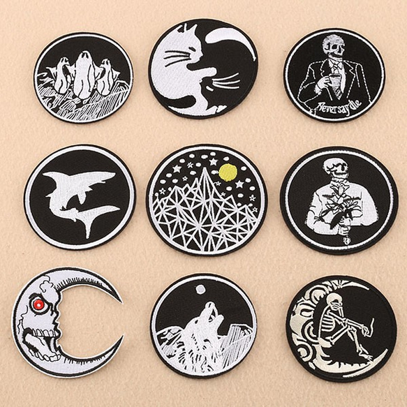 ☆9こセット☆ ミステリーナイトセット 刺繍ワッペン アイロンワッペン