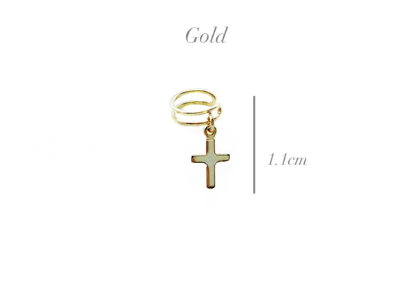 クロスイヤーカフ【Gold】ユニセックス(EC152GD) 2枚目の画像