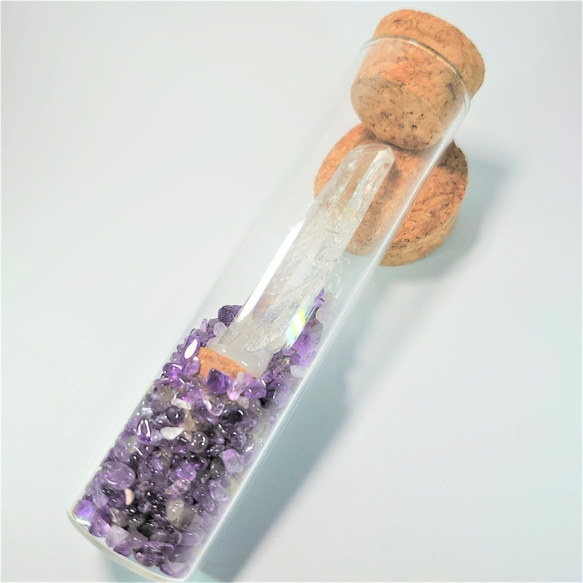 【ミャンマー産】水晶原石　結晶標本　ガラスボトル・さざれ入り 2枚目の画像
