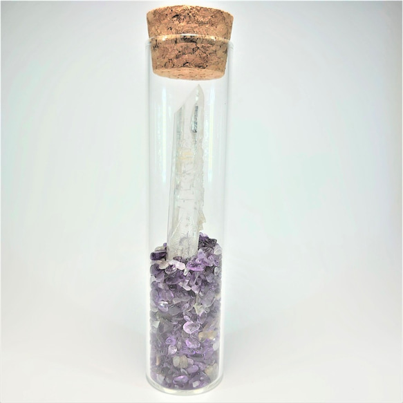 【ミャンマー産】水晶原石　結晶標本　ガラスボトル・さざれ入り 6枚目の画像