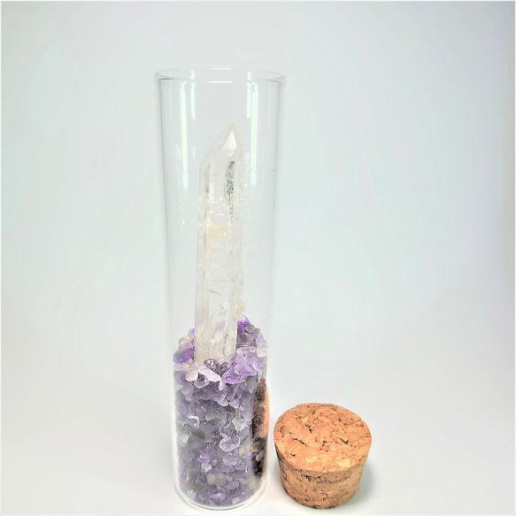 【ミャンマー産】水晶原石　結晶標本　ガラスボトル・さざれ入り 7枚目の画像