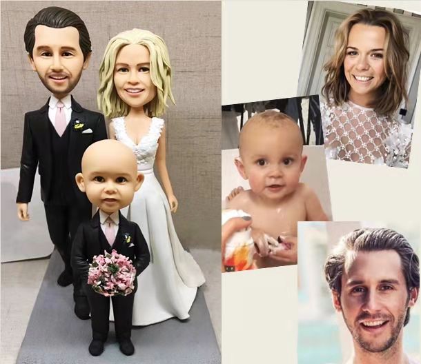 家族記念日 プレゼント 家族写真 記念品 オーダーメイド 似顔絵 人形 ❤ 大人数 肖像画 写真入り フィギュア