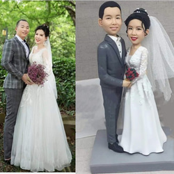 【訂做】3D人像漫畫公仔手辦/結婚禮物/紀念日/情侶男友/女朋友情侶/父母禮物紀念品 第1張的照片