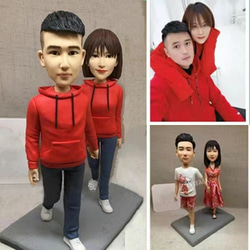 【訂做】3D人像漫畫公仔手辦/結婚禮物/紀念日/情侶男友/女朋友情侶/父母禮物紀念品 第1張的照片